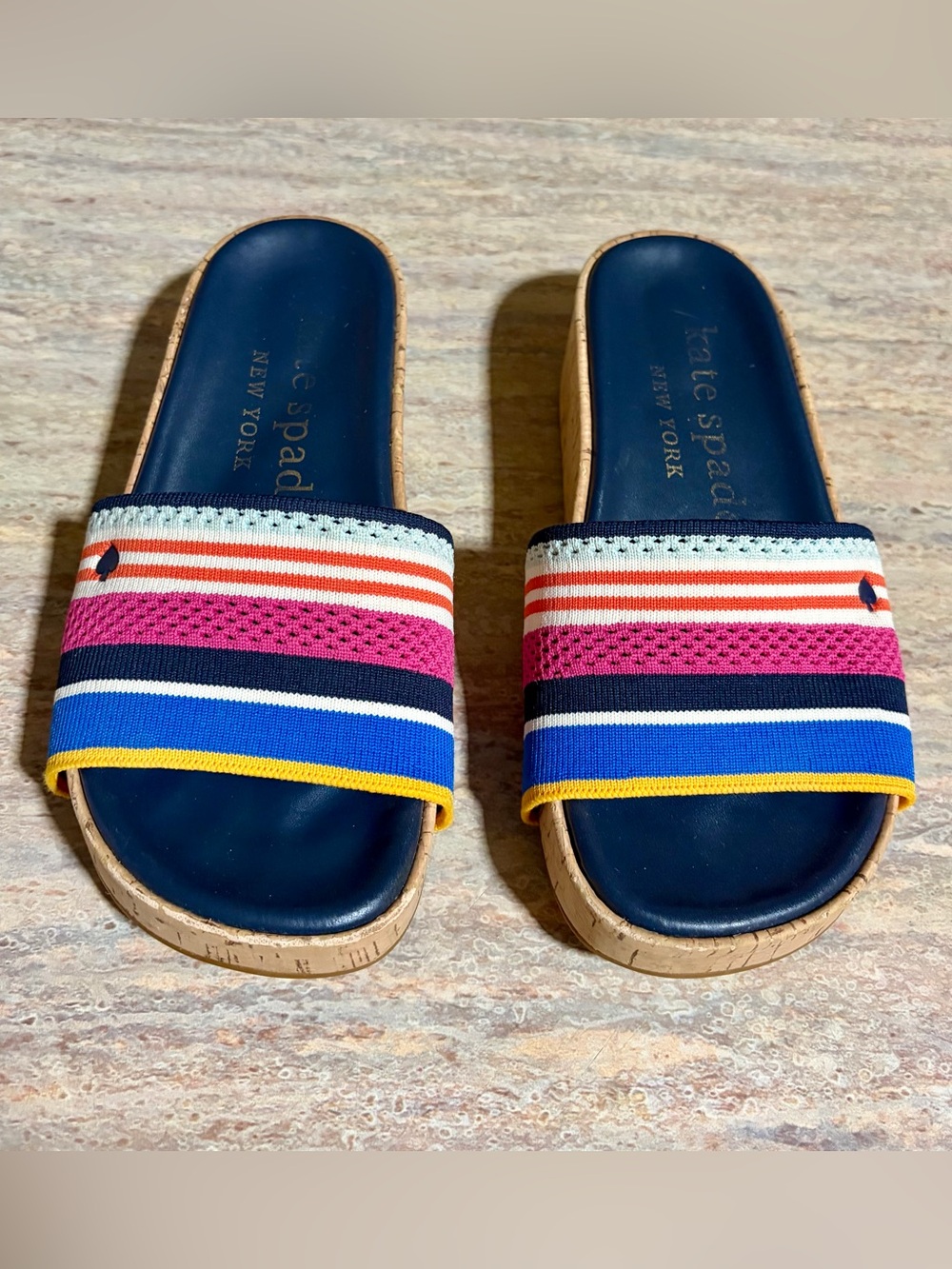kate spade Multicolor Stripe Platform Slide Sandals